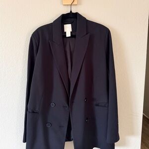 H&M Elegant Black Double-Breasted Blazer 12